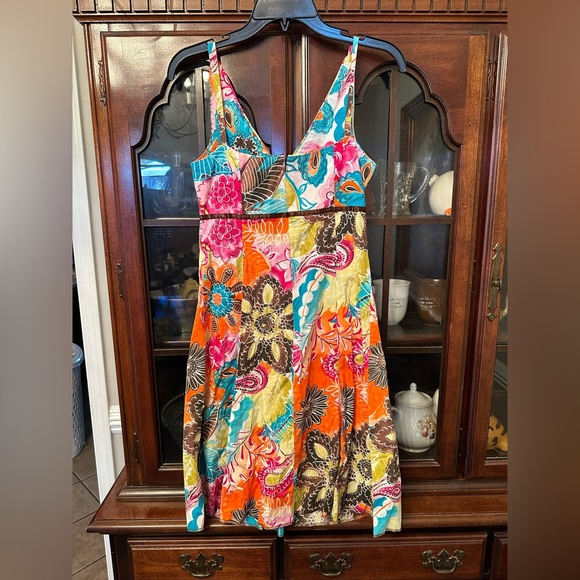 Becky & Max Dress Womens 4 Multicolor Floral Spaghetti Strap A-Line Dress EUC - Picture 7 of 9